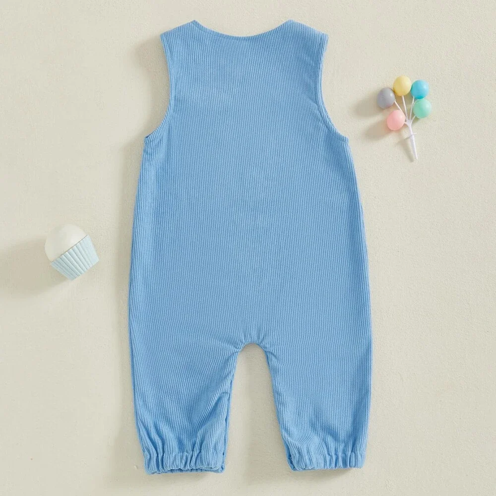 Lamuusaa Toddler Sky Blue Baby Boy Birthday Outfit Sleeveless One 12-18 M